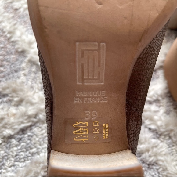 Sundance Belem Brown Metallic Gold Leather Booties Size 39 / 8 - Picture 9 of 10